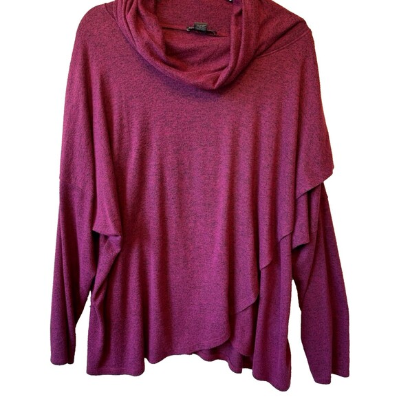 Chelsea & Theodore Sweater Top 1X Womens Marled Cowl Neck Knit Purple - Picture 2 of 9